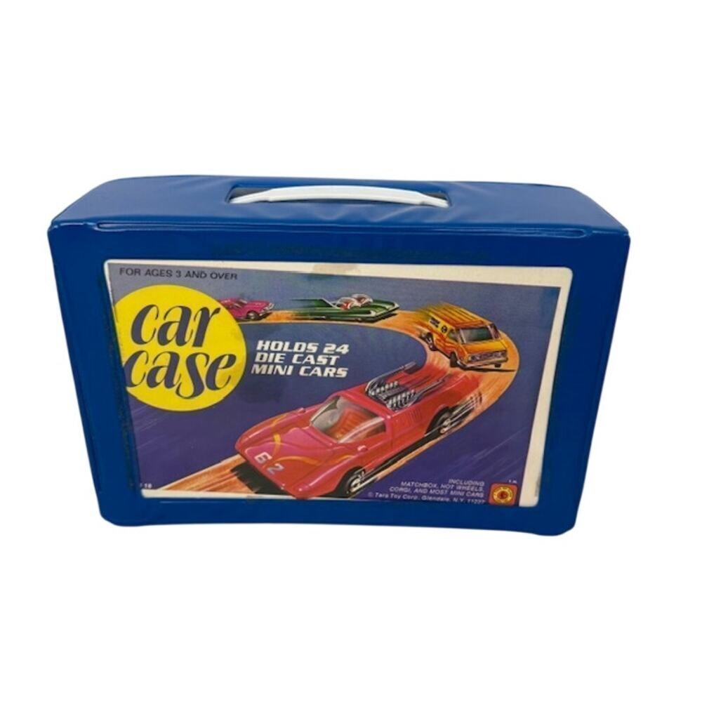 24 Diecast Cars Car Case Hot Wheels, Matchbox, 1970s Tara Toy Corp w/ Trays